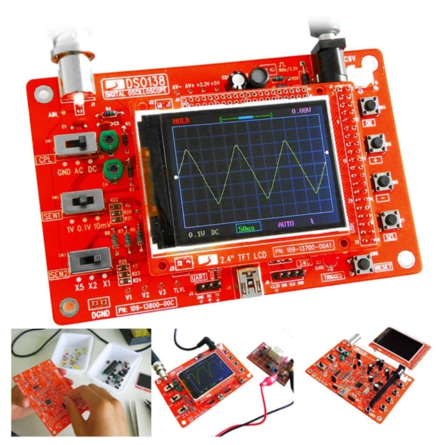 Special Offers Soldered DSO138 2.4" TFT Handheld Pocket-size Digital Oscilloscope Kit SMD Soldered + Acrylic DIY Case Cover Shell for DSO138