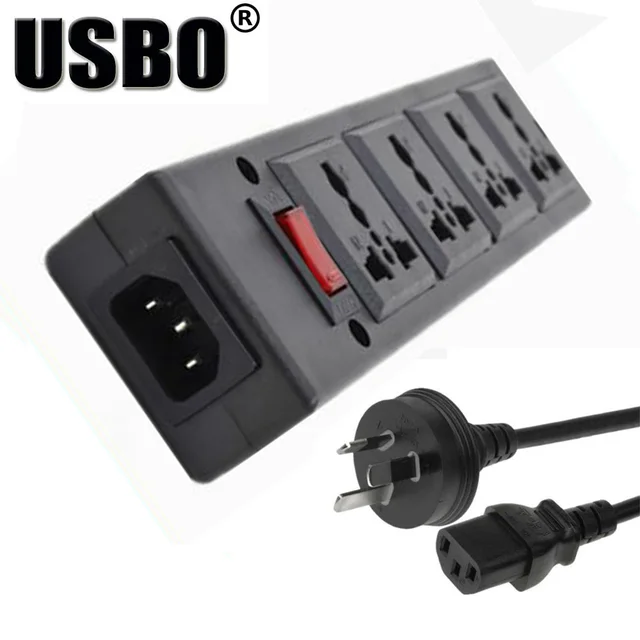 High quality 250v 13a 1.8m 4 jack Universal power extension socket IEC320 plug adapter Australia