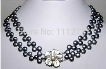 

lady's women's jewelry 2 Rows Shell clasp Freshwater Pearl Necklace new fashion Beads Natural Stone Fashion Jewelry Makin