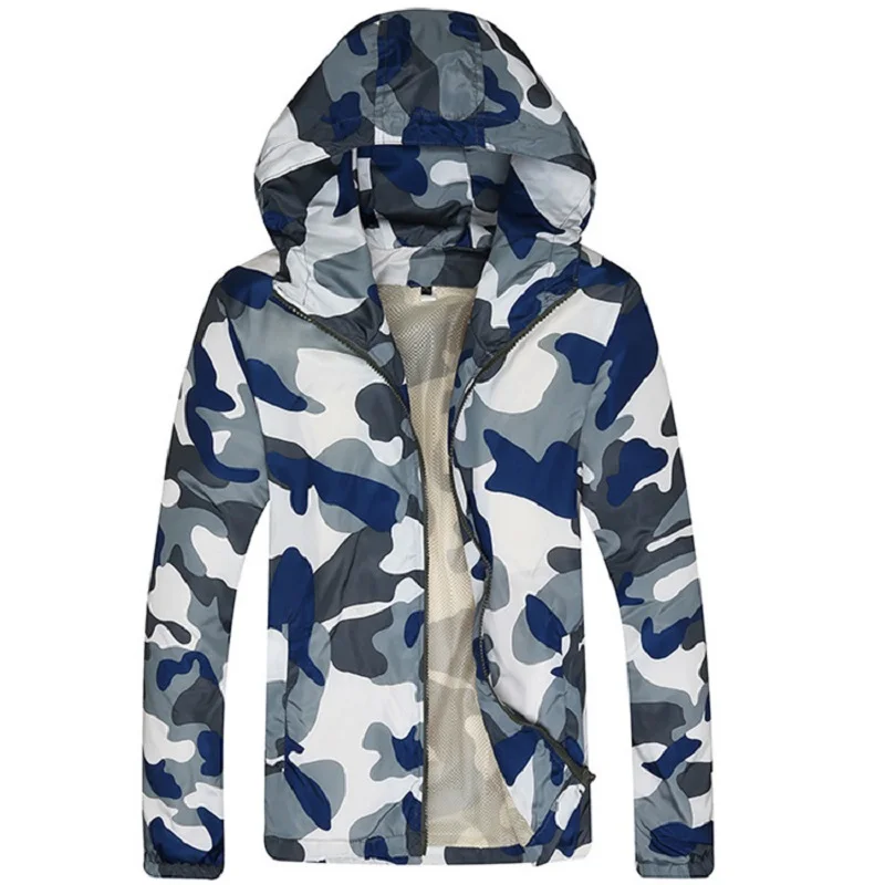  Camouflage Lightweight Jackets Men Hooded Slim Fit Long Sleeve Zipper Coat Army Tactical Military J