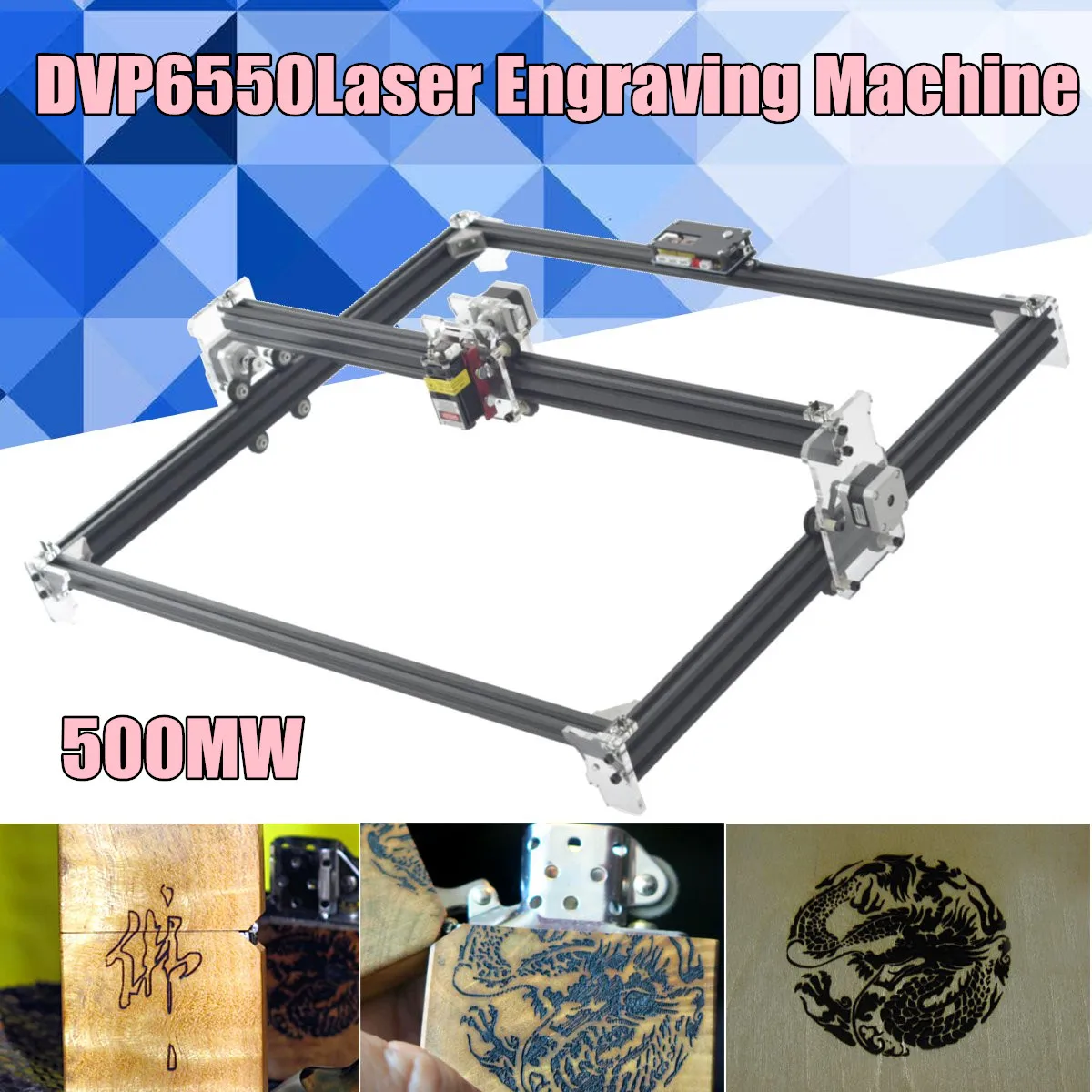 

500mw 60x50CM 2 Axis miniUSB CNC Laser Engraving Machine Wood Router Drawing Cutting Printer DIY Kit