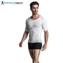 Удобный мужской облегающий корректирующий классический короткий рукав нижнее белье компрессионный чехол с низким v-образным вырезом корректная осанка нижнее белье для тела