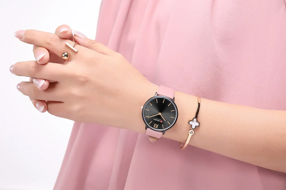 Подарочные часы для женщин модные ультра тонкие кожаные кварцевые наручные часы Reloj Mujer CURREN повседневные водонепроницаемые часы женские Montre femme