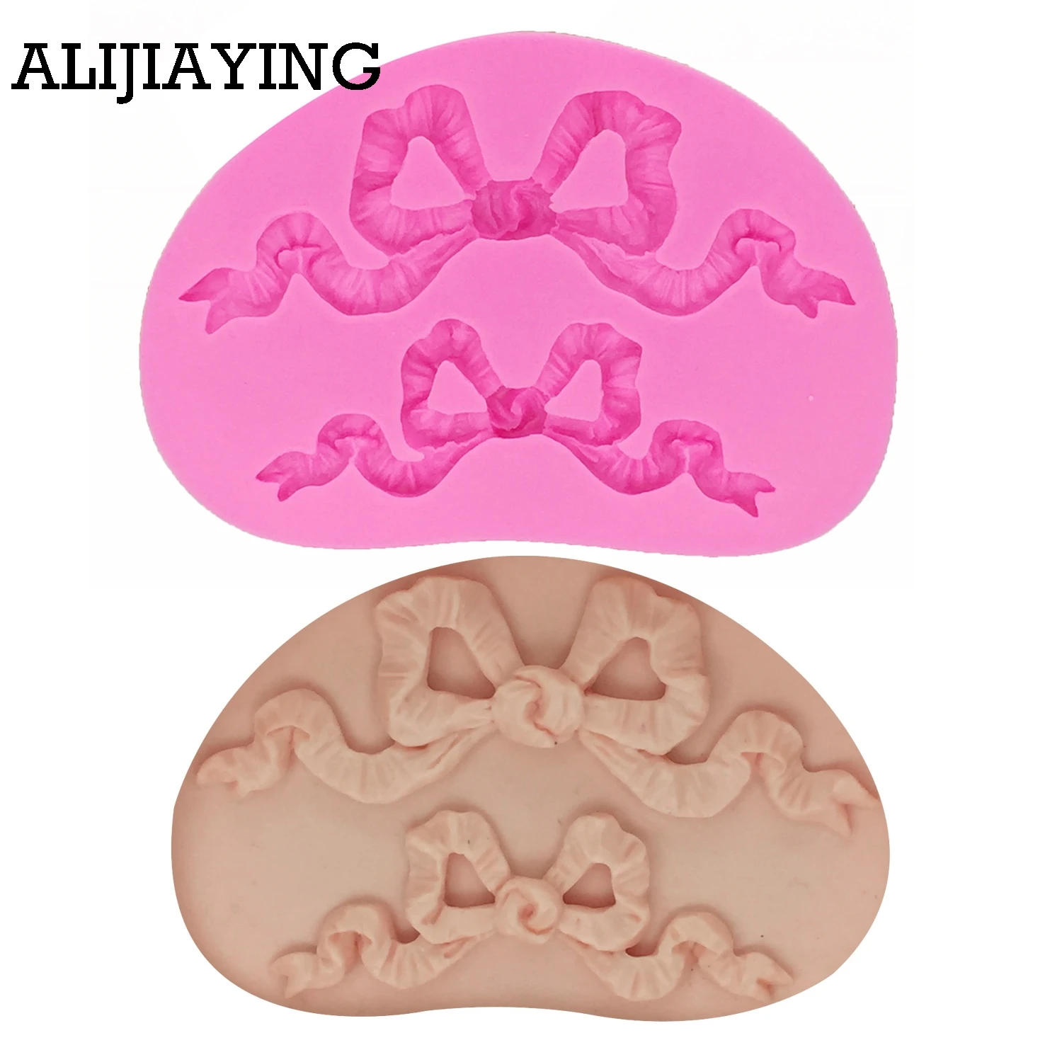 

M1220 Bows lace Silicone Mold for Fondant, Crafts Cupcake Icing Sugar Paste 3D Embellishment Topper Mould cake decorating tools