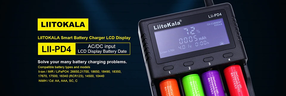 Liitokala Lii-402 Lii-202 100 18650 зарядное устройство 1,2 V 3,7 V 3,2 3,85 V AA/AAA 26650 10440 16340 NiMH литиевая батарея смарт-зарядное устройство