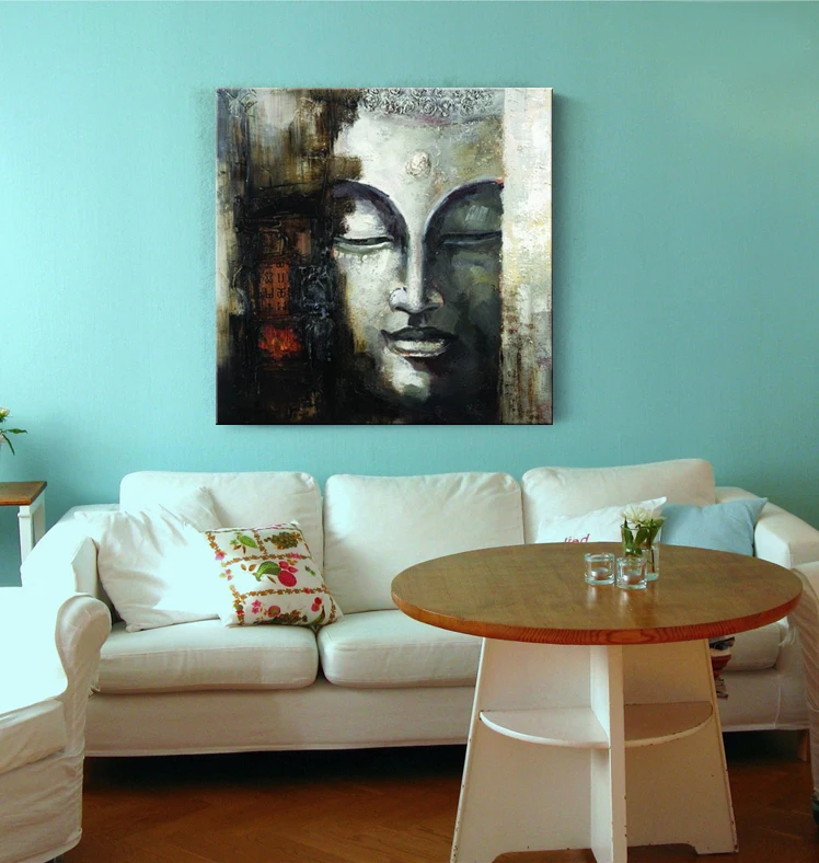 

no Framed Hand Painted Buddha Oil Painting on Canvas Modern Wall Art Abstract Artwork