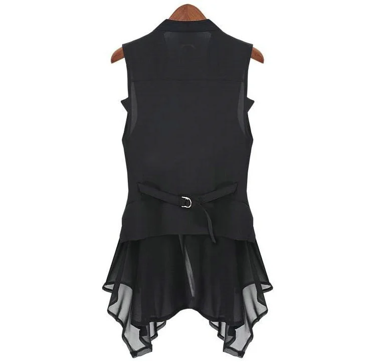 2017 Spring - Summer jacket chiffon Jackets Women Slim Long jacket European brands sleeveless waist-coat Maga Women S- XXXL