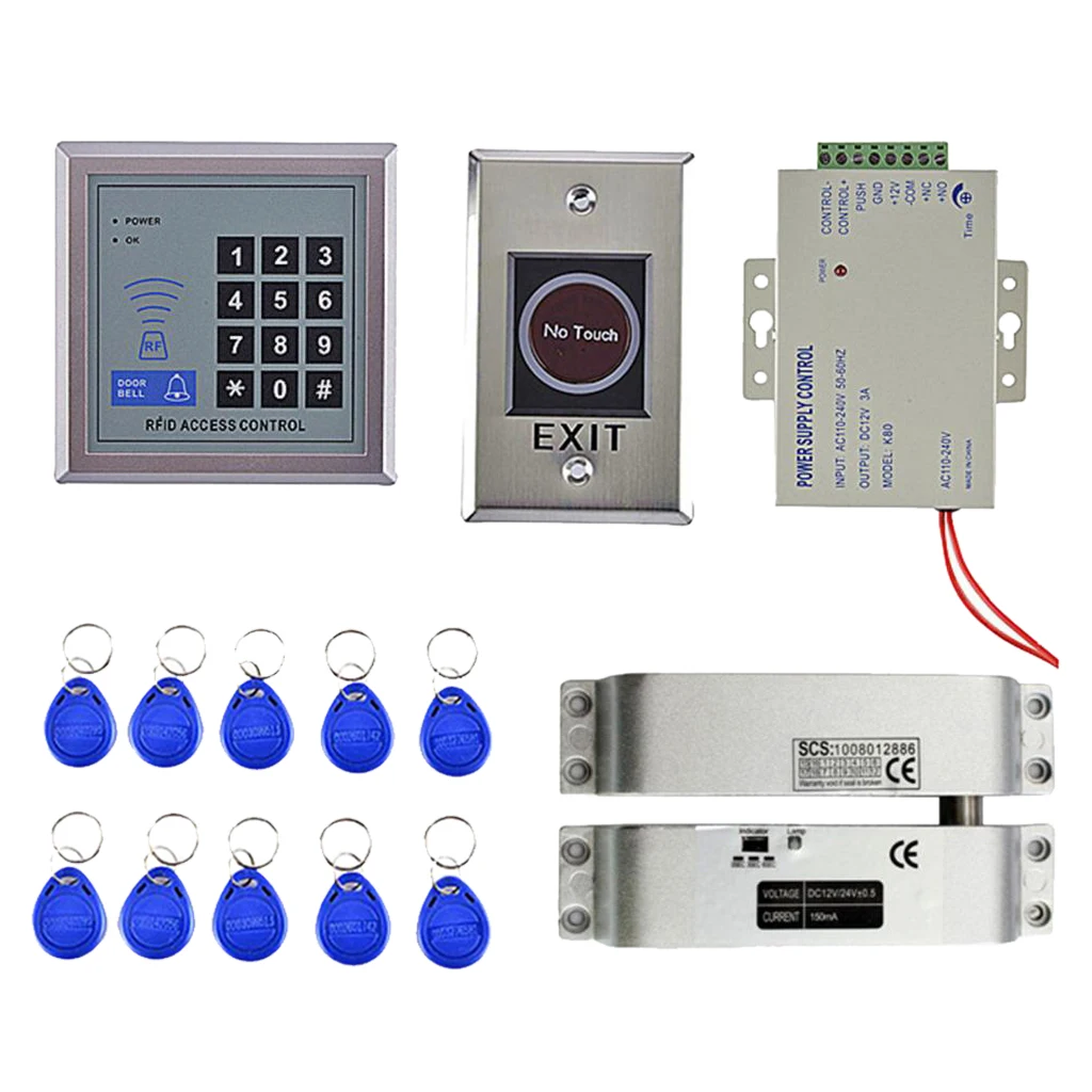 MagiDeal Door Access Control Fingerprint ID Card KeyPad System Electric Door Lock