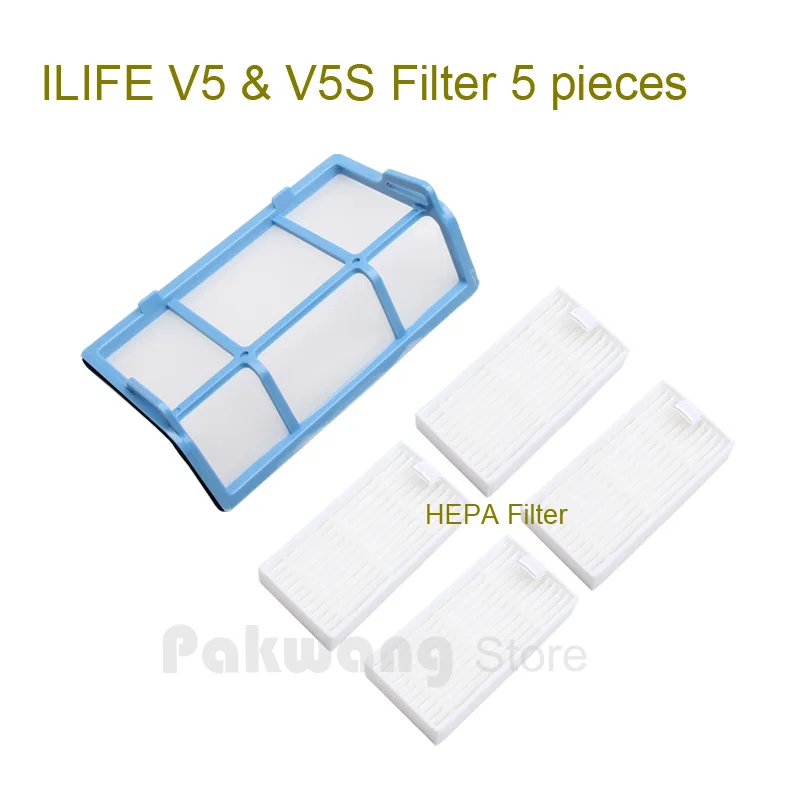 

Original ILIFE V5 V5S Robot Vacuum Cleaner Primary Filter 1 PC and HEPA Filter 4 PCS