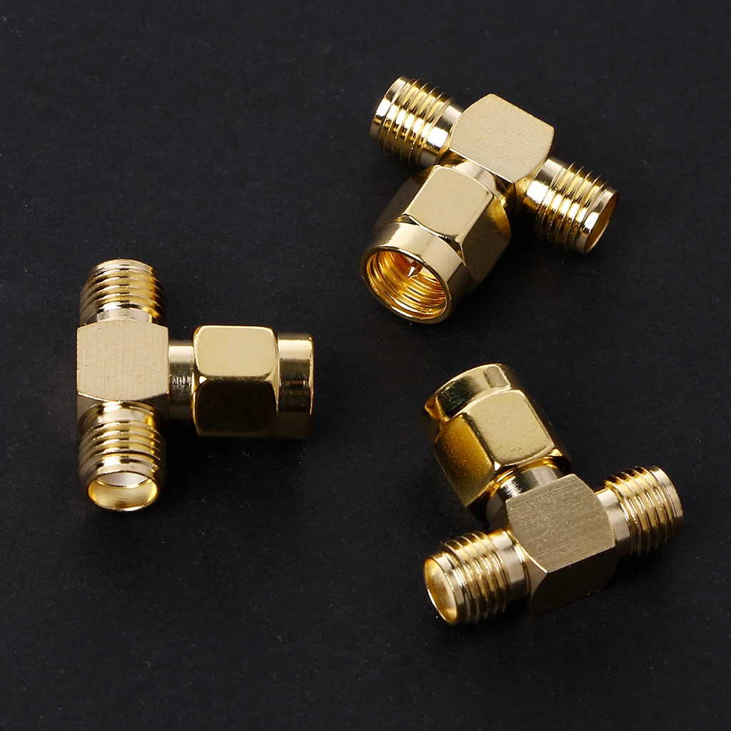 

10PCS 3 Way Splitter SMA Male to Two SMA Female Triple T RF Adapter Connector