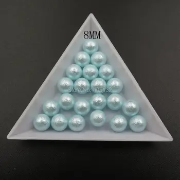 

CP-11 3D 50pcs/bag 8mm Light Blue Ball Pearl Nail Art Decoration with holes