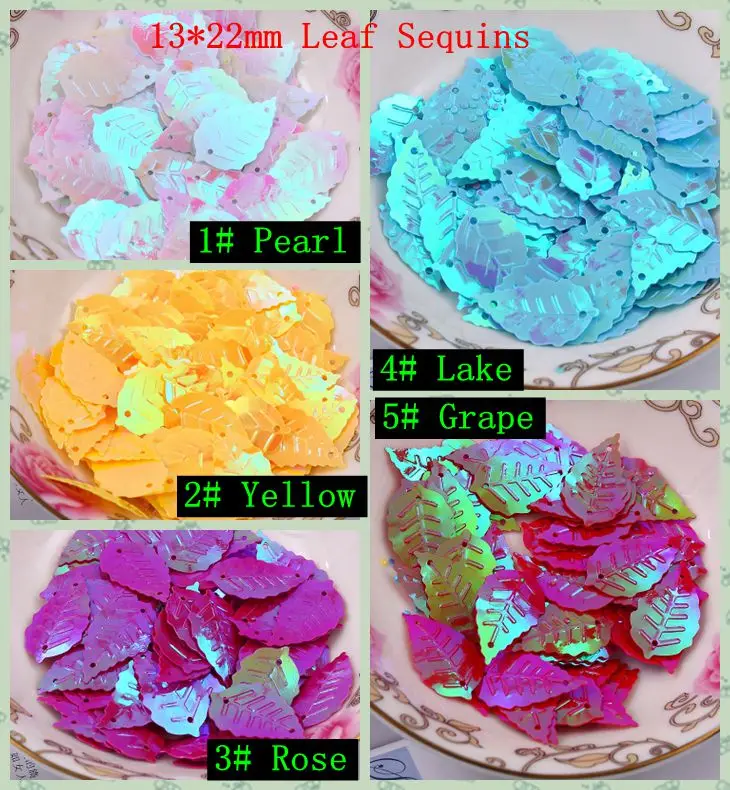 13*22mm Flat Leaf  Sequins for Crafts Scrapbook Diy Handmade Project With 10 colors for option
