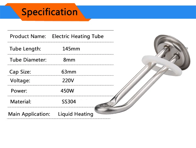 Isuotuo 63 мм Электрический нагревательный элемент для водонагревателя, 450 Вт 220 В водонагреватель из нержавеющей стали тепловая трубка