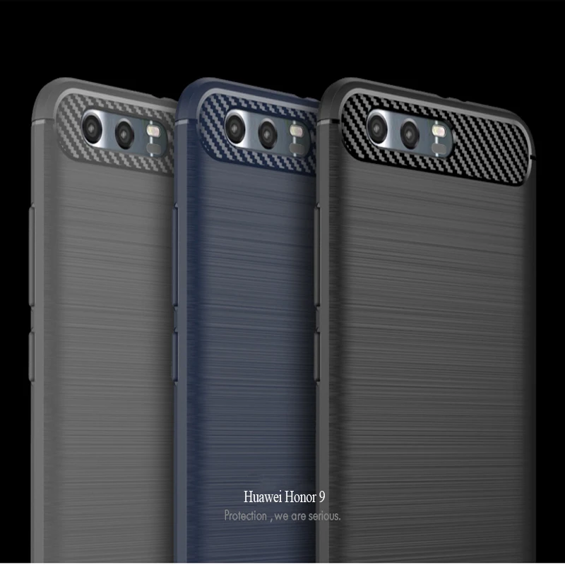 Nfh حالة هواوي الشرف 9 حالة نمط لينة سيليكون الحالات الهاتف لهواوي الشرف 9 غطاء tpu ألياف الكربون نسيج على شرف 9