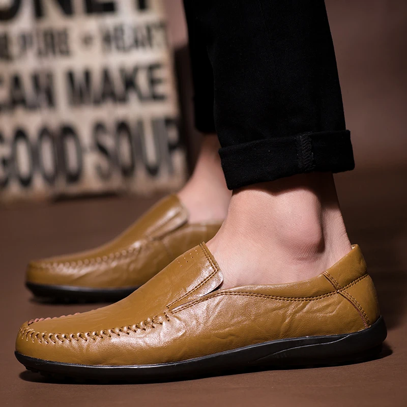 Высококачественная Мужская обувь из натуральной кожи; Мягкие Мокасины; мужская обувь на плоской подошве; модные брендовые мужские лоферы; дышащая обувь для вождения