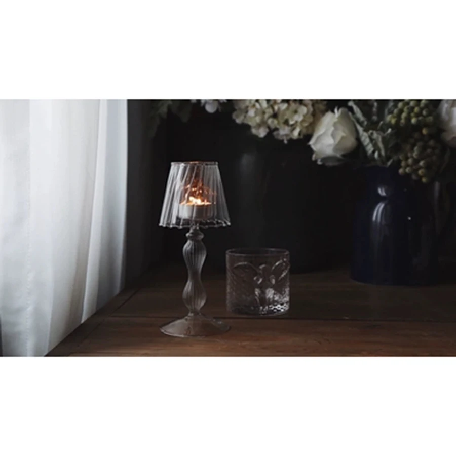 

European Retro Nostalgia Glass Candlestick Exquisite Light Candle Holder Stand Wedding Center Candlestick Candlelight DinnerA110