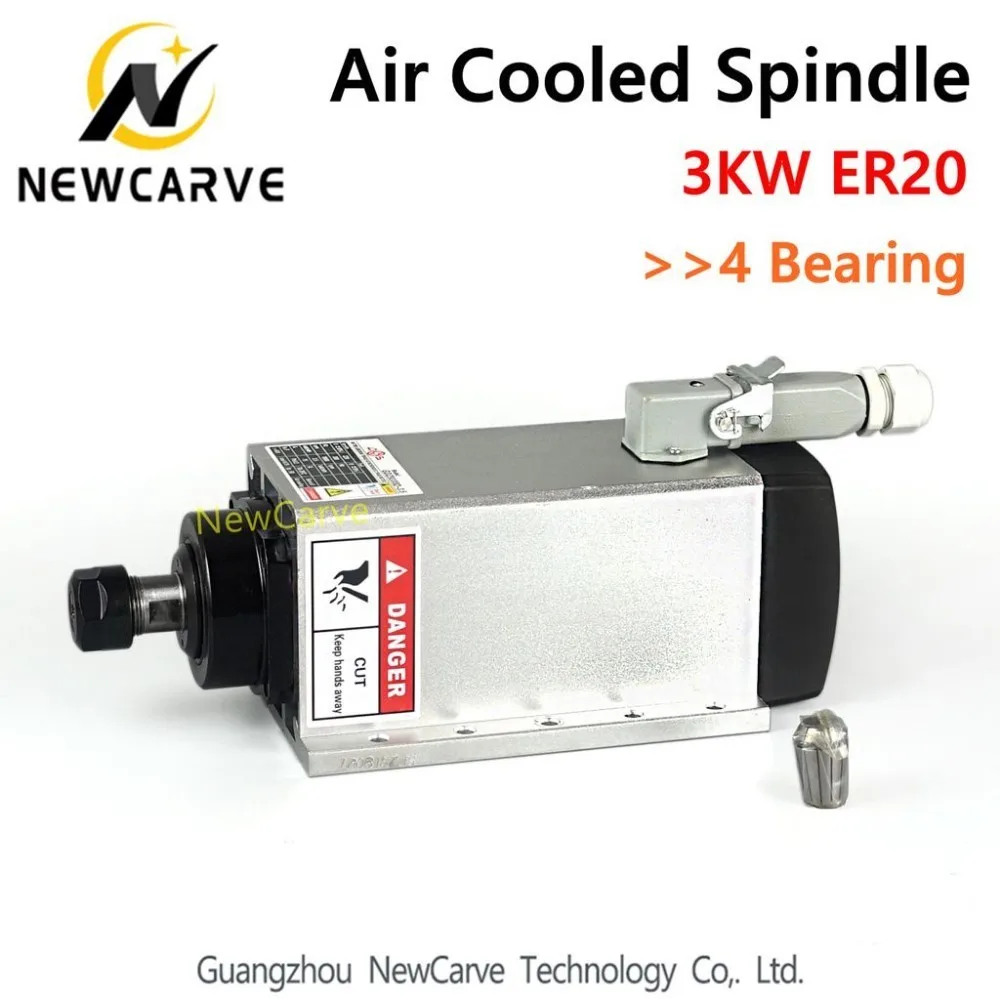 

3KW 380V Air Cooled Spindle ER20 4pcs Bearings CNC Milling Machine Spindle Motor Flanged Mounting Motor NEWCARVE