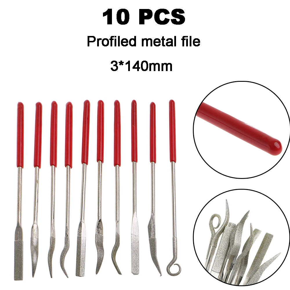 10 шт./компл. профилированный металлический алмазный шлифовальный иглы в форме обрезки набор Стекло драгоценный камень руководство по ремонту набор инструментов