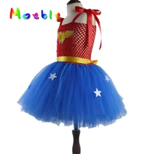 Superhero Wonder Woman Girl Tutu Dress Kids Cosplay Costume Christmas Halloween Dress Up Tutu Dresses Baby Photo Props