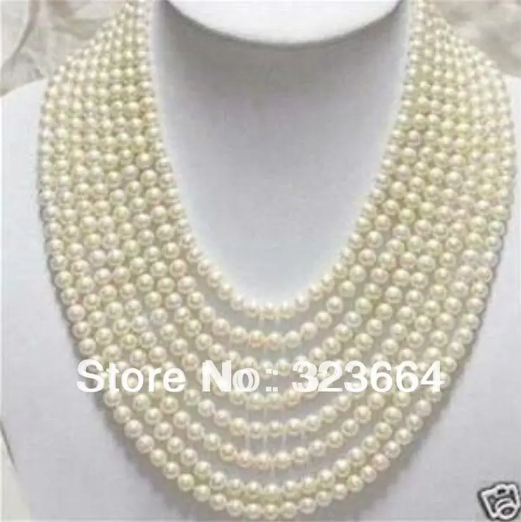 

Hot Sell! Beautiful 8 Rows 6-7mm White Freshwater Pearl Necklace