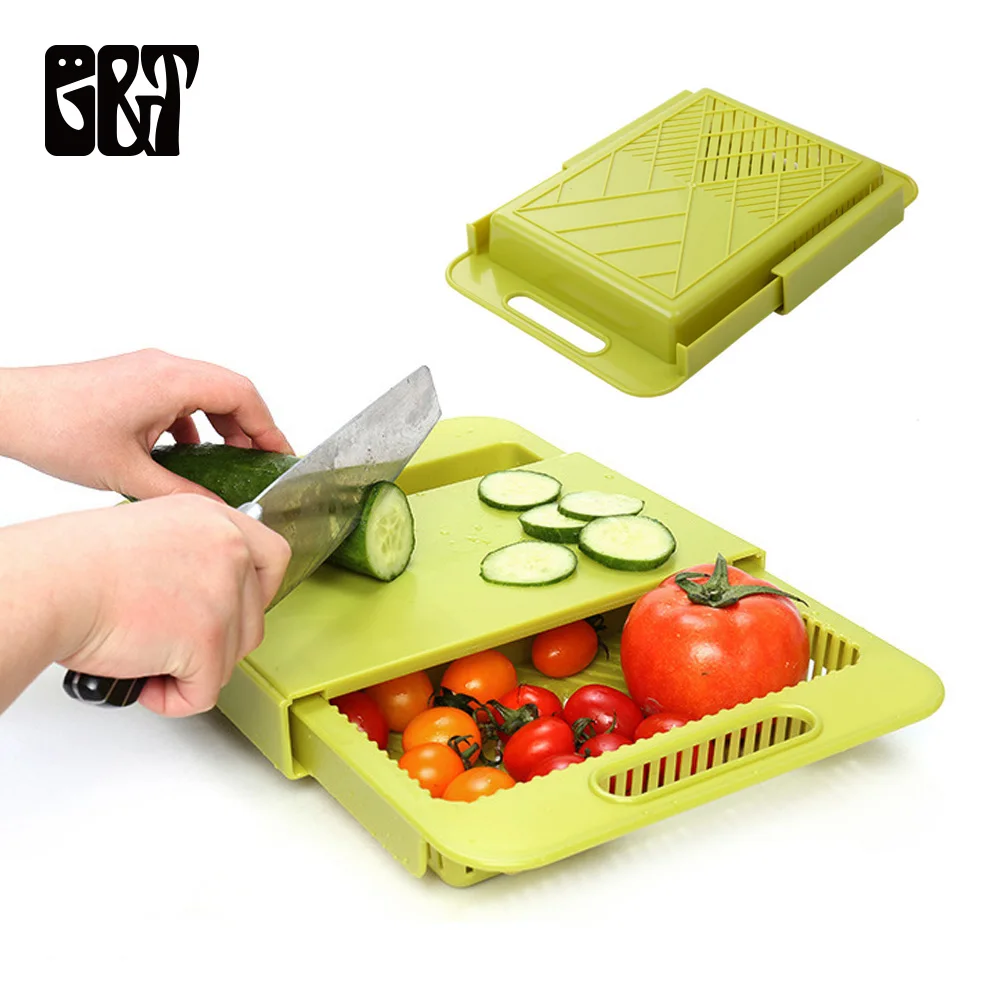 

GT 3 In 1 Kitchen Sink Cutting Board Removable Chopping Blocks with Drain Basket Shelf Meat Vegetable Fruit Kitchen Accessories