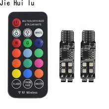 T10 W5W РЧ контроль RGB светодиодный Габаритные фонари для автомобиля RGB T10 3030 10 светодиодный SMD пульт дистанционного управления Внутреннее освещение автомобиля Авто атмосферная лампа