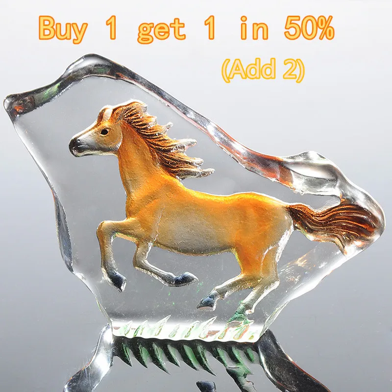 

H&D 2.8inch Clear Crystal Horse Figurines Paperweight Crafts Collection Table Car Ornaments Souvenir Home Wedding Decoration