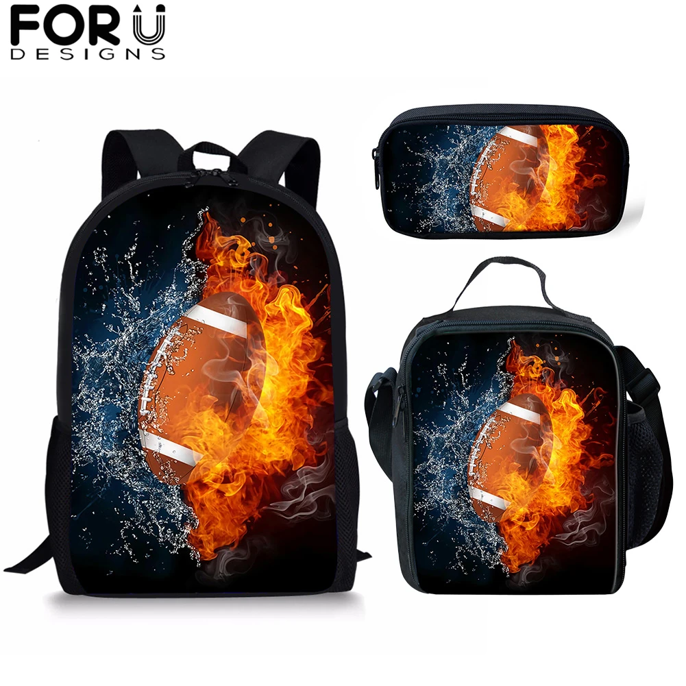 

American Football Print School Bag Sets/3PCS Bookbag Student Backpack for Boys Kids Rucksack Satchel Daypack Mochila Wholesale