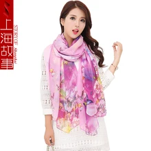 

oversize floral silk chiffon scarf women bandana colorful butterfly and flowers printed wraps hijab echarpe hiver femme