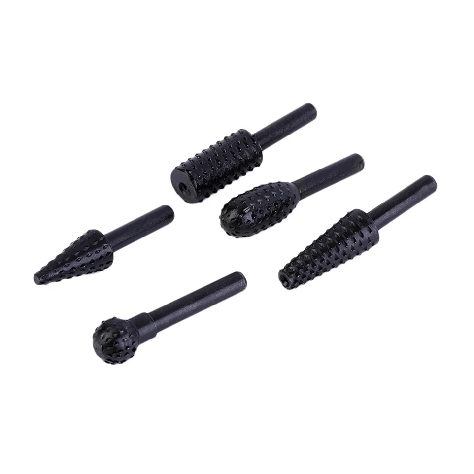 5 Piece Rotary Burr Set of 1/4 Shank Rasp File Wood Carving Ball Oval Cylinder Tree Grinding Polishing Trimming|Наборы ручных