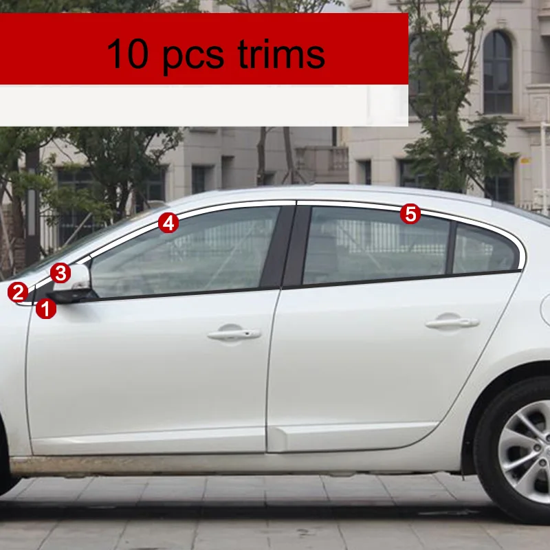 Lsrtw2017 304 нержавеющая сталь окна автомобиля планки для renault fluence 2010 2011 2012 2013 samsung SM3 - Название цвета: 10 pcs trims