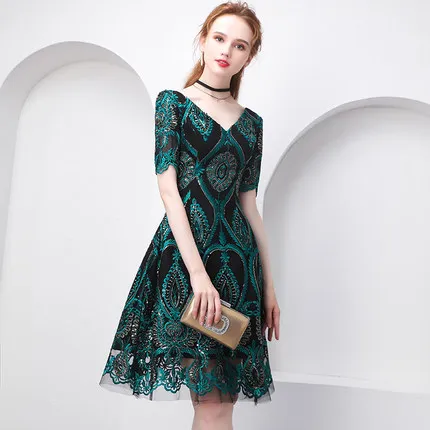 womens green cocktail dress