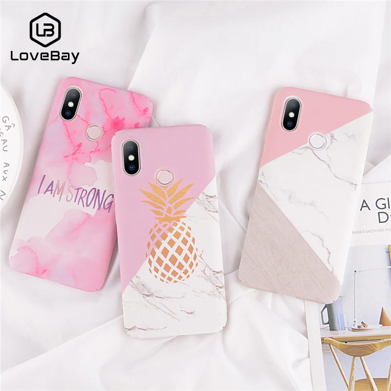 

Lovebay Phone Case For Xiaomi 6 6X 8 SE Note 3 Redmi 4A 4X 5A 5 Plus 6 Note 5 Pineapple Marble Geometric Splice Hard PC