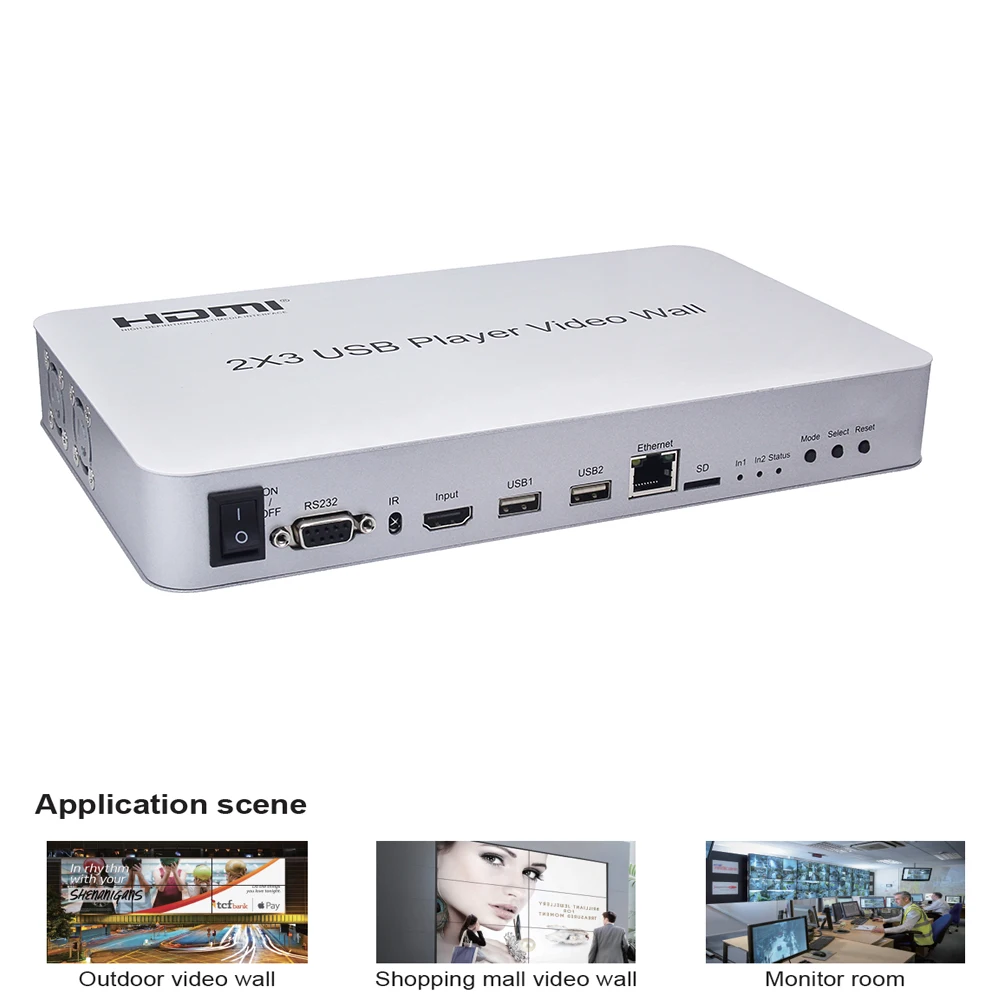 2x3 HDMI видео настенный контроллер и USB плеер видео настенный Процессор Поддержка нескольких режимов сращивания наивысшего 4K Вход 1080P выход