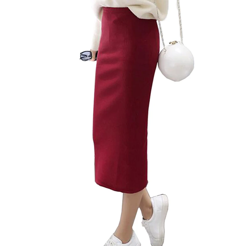 Красивые осенние зимние юбки Сексуальная шикарная юбка-карандаш Женская юбка стрейч тонкая женская талия юбки длинная юбка со шнуровкой на боку Сплит юбка