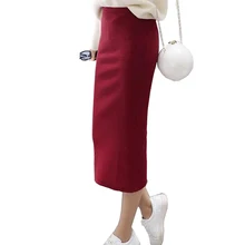 Красивые осенние зимние юбки Сексуальная шикарная юбка-карандаш Женская юбка стрейч тонкая женская талия юбки длинная юбка со шнуровкой на боку Сплит юбка