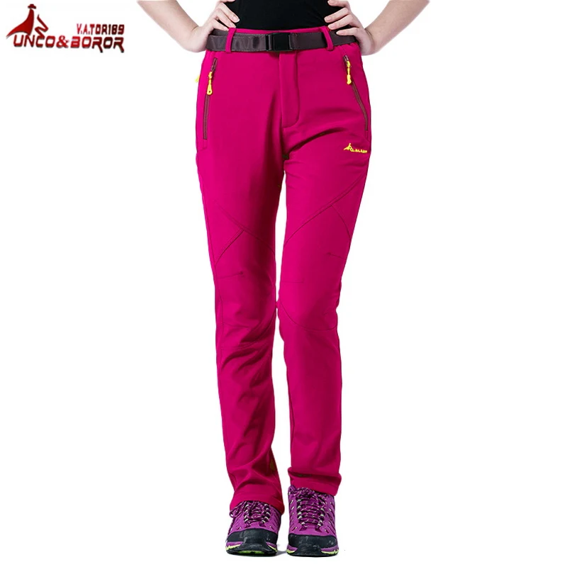 Unco Boror Softshell camping Pantalones de senderismo mujeres Invierno Caliente lana impermeable Pantalones Trekking al aire libre esquí deporte Pantalones, aw134