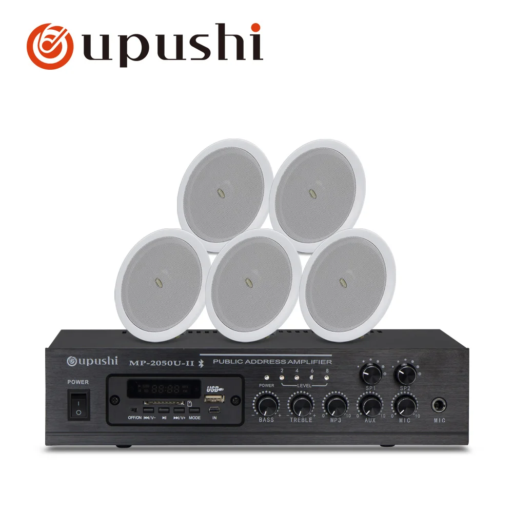 Oupushi MP 2050U 50W Mini Bluetooth Power Amplifier Set With TD202 6 5 Inch Ceiling Speaker