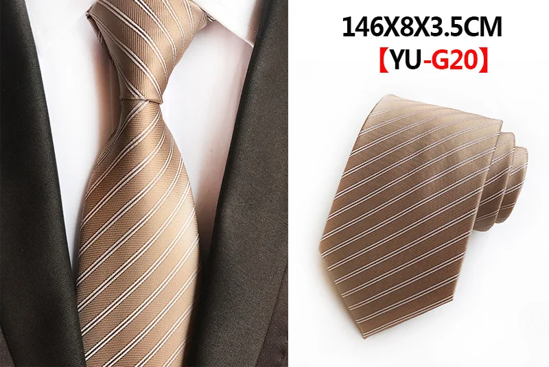 Classic 8cm Formal Tie Black Bule Striped Plaid Jacquard Necktie For Men Business Wedding Neckwear Gift Accessories Ties Gravata - Цвет: A20