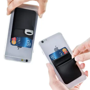 Adhesive Sticker Phone Pocket Cell Phone Stick On Card Wallet Stretchy Lycra Credit Cards ID Card Holder Pouch Sleeve 2019 hot sale fashion adhesive sticker mobile phone back cover card holder case pouch for cell phone support bus card holder
