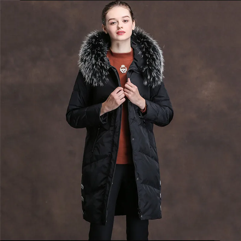 Women Down Jacket 2018 Autumn Winter New parkas Loose Thick Fox Fur Collar Hooded Coats Long White Duck Down Outerwear Women 730 Women Down Jacket 2018 Autumn Winter New parkas Loose Thick Fox Fur Collar Hooded Coats Long White Duck Down Outerwear Women 730