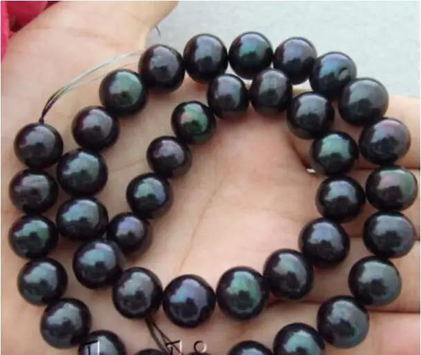 Jewelry Pearl Necklace 1Strands 10-11mm Black Keshi Freshwater Cultured Round Loose Beads 15&quot Free Shipping | Украшения и