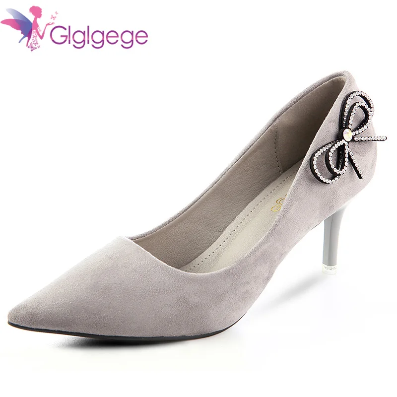 

Glglgege Demi-Season Fashionable Pointed Top And High Heel Shoes For Women Shoes Made Of Artificial Velvet For Women Work Pumps
