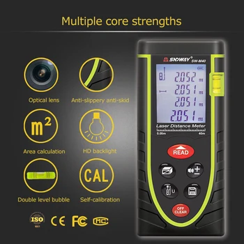 

40/60/80/100m Laser Rangefinder Non-slip 4 Modes Hooks Measurement Function Measure Device Laser Rechargeable Distance Meter