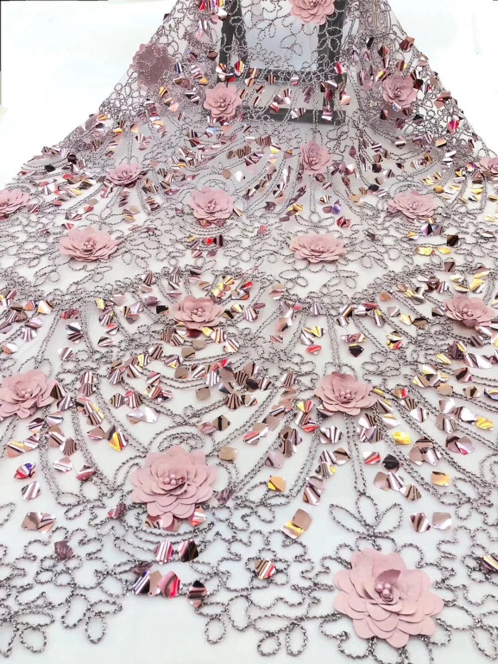

African Lace Fabric 2019 High Quality Lace Nigerian Lace Fabric With Beaded Embroidery Tulle French Lace For Wedding Dress