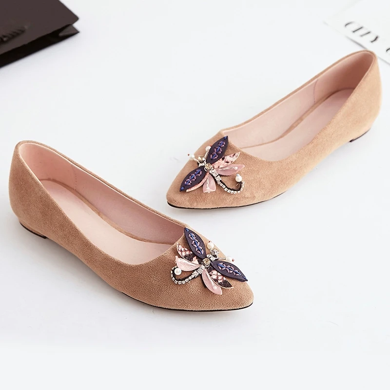 Fashion 2017 spring new arrival women flat heel shoes pointed toe ballet shoes comfortable soft