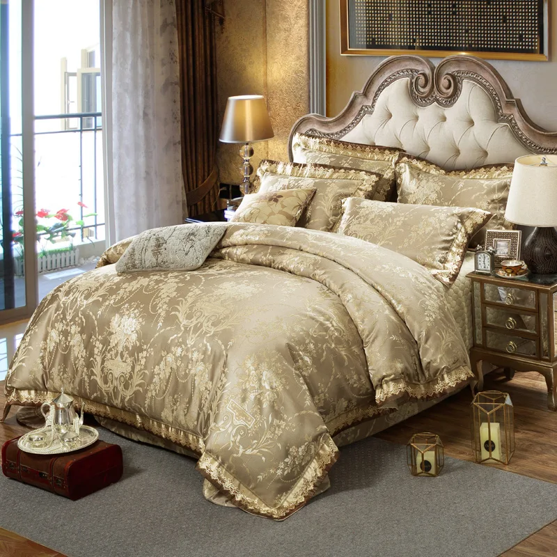 Wongsbedding Gold Jacquard Bedspread Bedding Set 100% ...