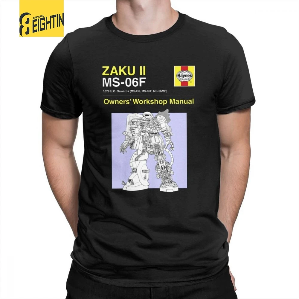 

Mazinger Z Gundam Zaku Ii Owner's Manual T-Shirts Loose Tee Shirt New Arrival T Shirts Pure Cotton Men's Short Sleeved O-Neck