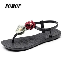 FGHGF/сандалии с цветочным принтом; женская летняя пляжная обувь на плоской подошве в национальном ретро-стиле; женская обувь