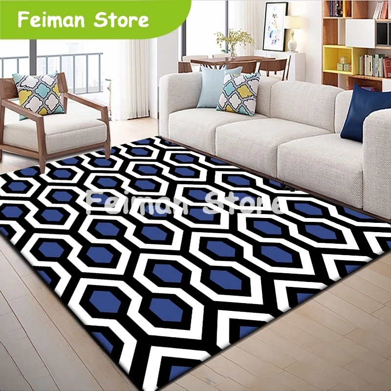 Современные синие геометрические коврики с узором коврики для гостиной спальни ковер на диван кофе украшение домашнего стола Противоскользящие коврики